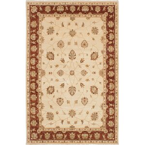 One-of-a-Kind Charlena Hand-Knotted Cream Wool Area Rug