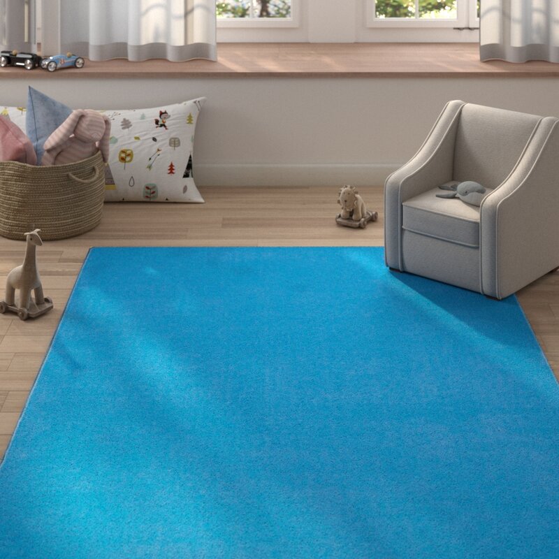 Zoomie Kids Bellville Heavy Duty Solid Blue Area Rug | Wayfair