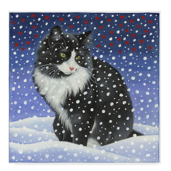 Trademark Art Black And White Cat 1 Acrylic Painting Print On