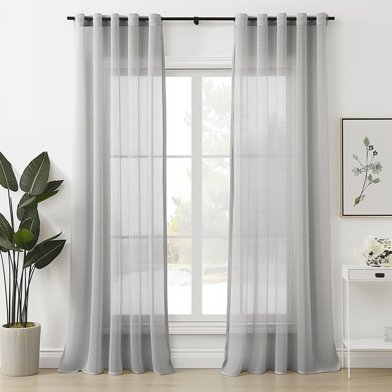 Solid Color Sheer Grommet Curtain Panels Size per Panel: 54" W x 84" L, Curtain Color: White