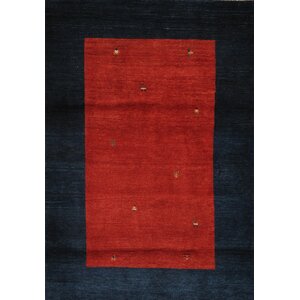Gabbeh Hand-Knotted Rose/Navy Area Rug