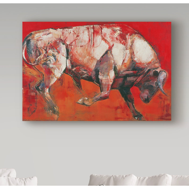 Trademark Art The White Bull Acrylic Painting Print On Wrapped