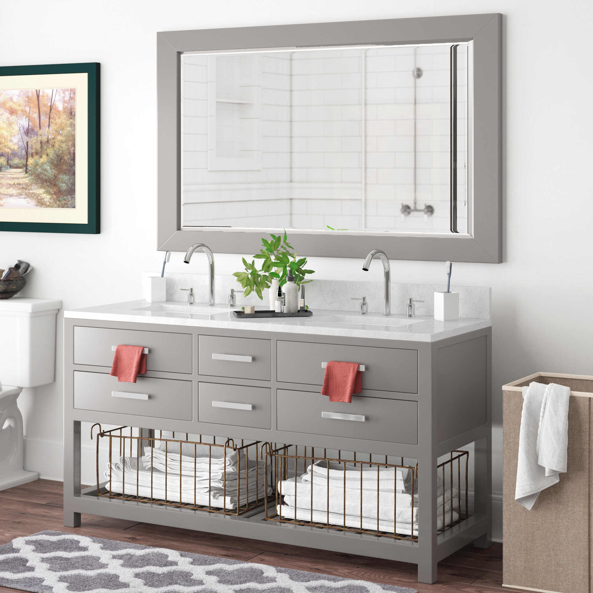 andover mills berghoff 72" double bathroom vanity set with mirror