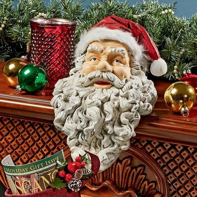 Design Toscano Ho-Ho-Hold It Santa Mantle Stocking Holder Figurine