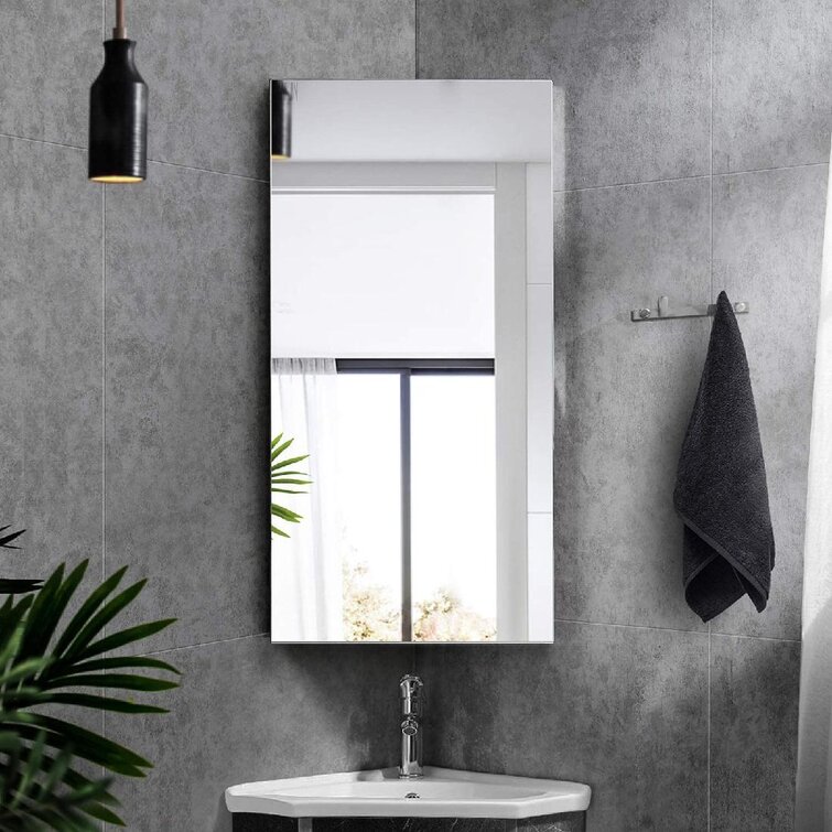 Stainless Steel Bathroom Corner Cabinet Mirror Wall Mounted