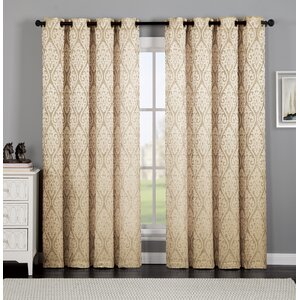 Burns Ikat Semi-Sheer Grommet Single Curtain Panel