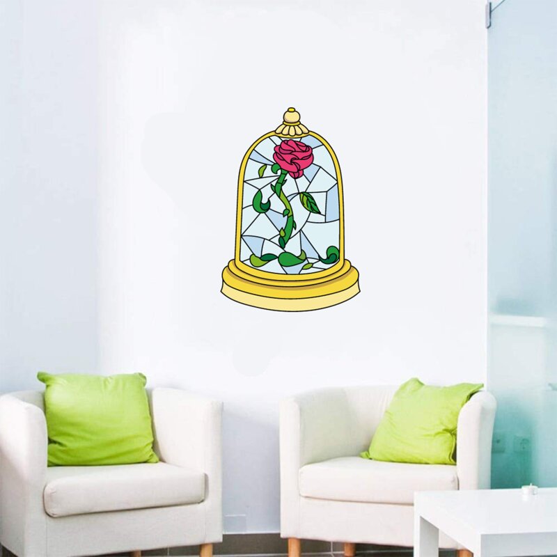 Design With Vinyl Rose Stained Glass Beauty And The Beast Wall Decal Wayfair