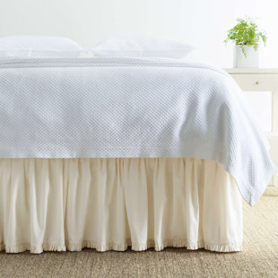 Split Corners Three Sided Coverage Bed Skirt 100% Cotton Navy Blue Solid 