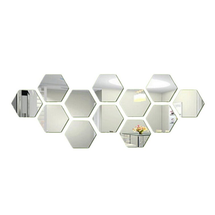 3D Acrylic Mirror Surface Hexagon Shape Free Combination DIY Wall Sticker
