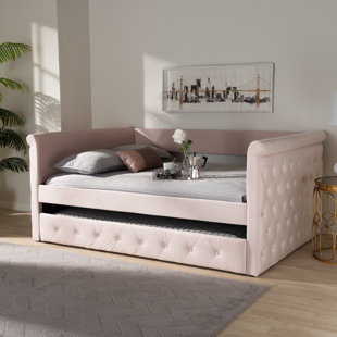Cornell Modern and Contemporary Velvet Upholstered Daybed with Trundle by Rosdorf Park