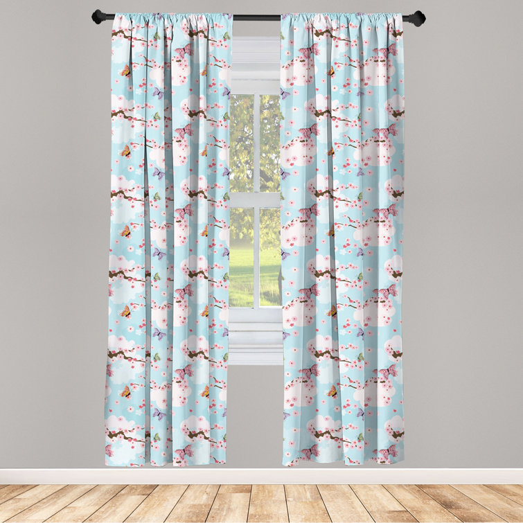 Sakura Floral Blackout Door Window Curtains Thermal Insulated Panels Drapes 