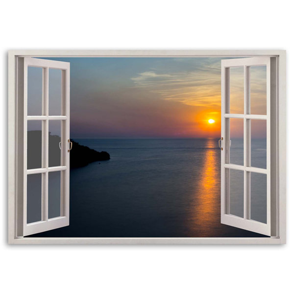 Highland Dunes Canvas Print Window View Landscape Sunset | Wayfair.co.uk