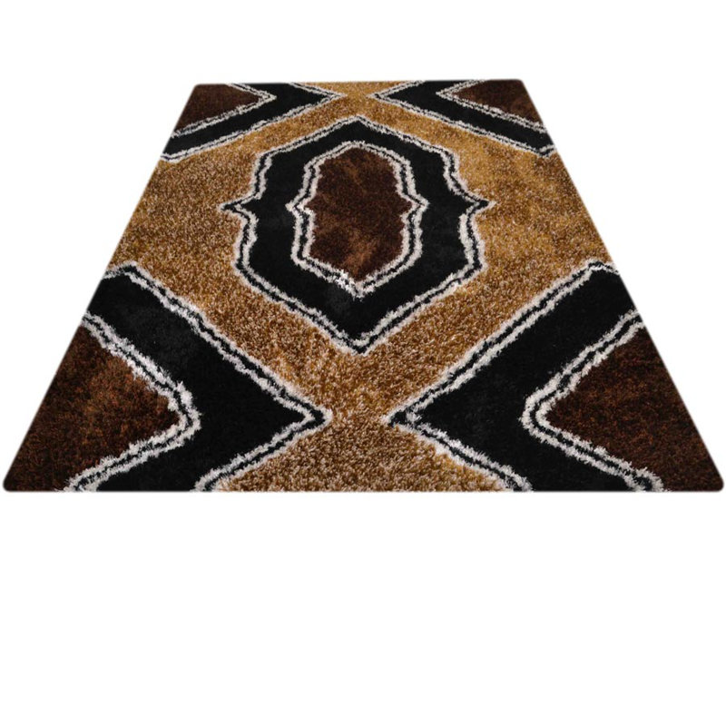 Ebern Designs Euphemia Shaggy Oriental Hand Tufted Black Brown Area Rug Wayfair