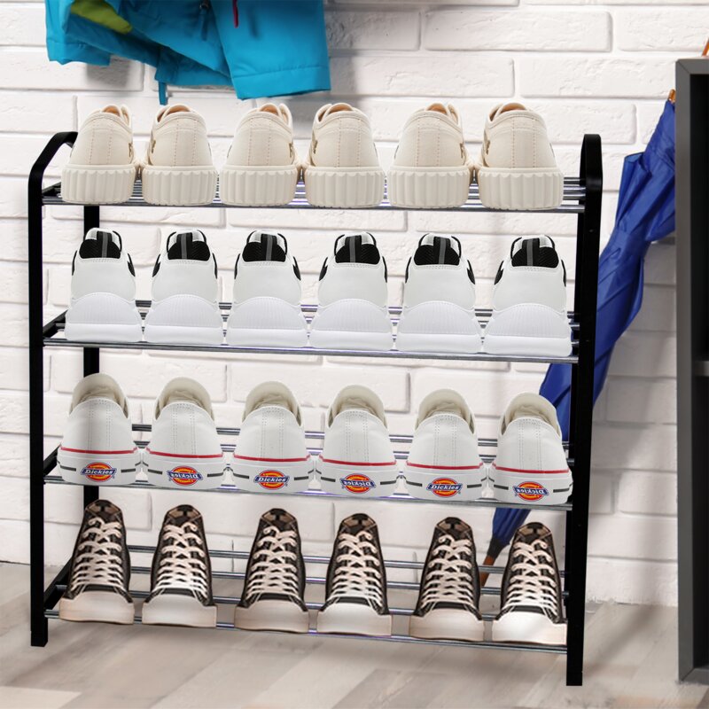 Ebern Designs Steel Pipe 12 Pair Shoe Rack Reviews Wayfair