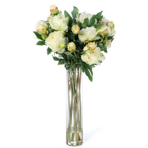 Peony with Cylinder Silk Floral Arrangements in White