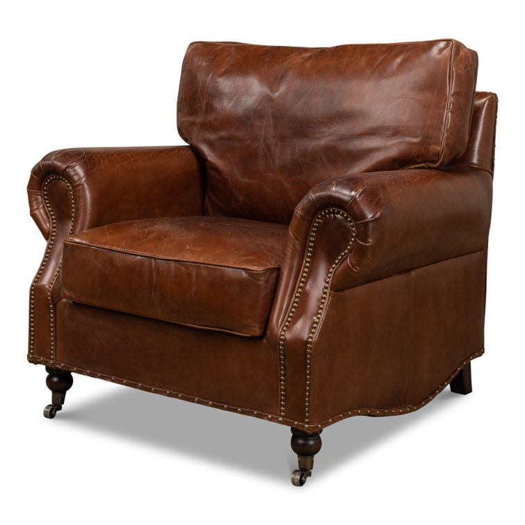 leather club chair with casters