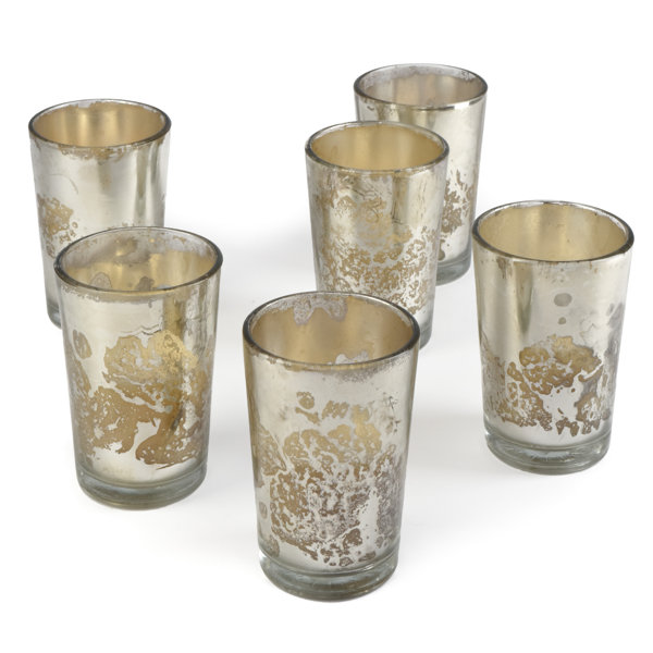 Wedding Events and Home Decor The Modern Decors Mercury Glass Butterfly Ball Shaped Gold Votive Holders Perfect for Restaurants Set of 12 Tealight Candle Holders