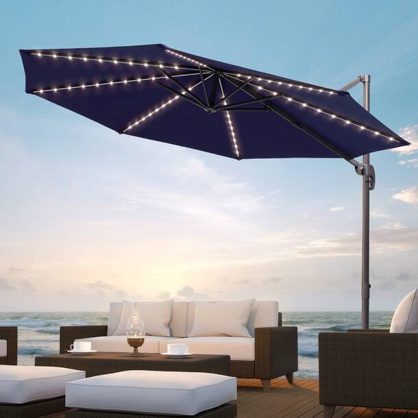 Arlmont & Co. Doraine 120'' Lighted Cantilever Umbrella & Reviews | Wayfair