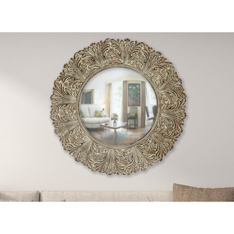 Open Box Majestic Mirror Round Beveled Glass Wall Accent Mirror Silver 