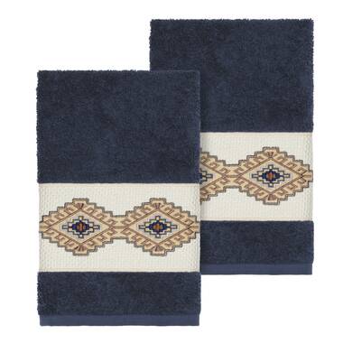 Sedona Geometric Embroidered Cream Country Southwest Bath Towel 3 Piece Set 