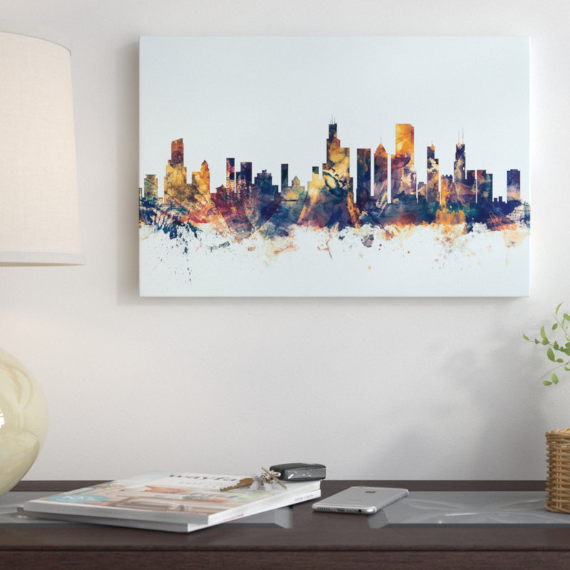 East Urban Home Skyline Series Chicago Illinois Usa On Blue