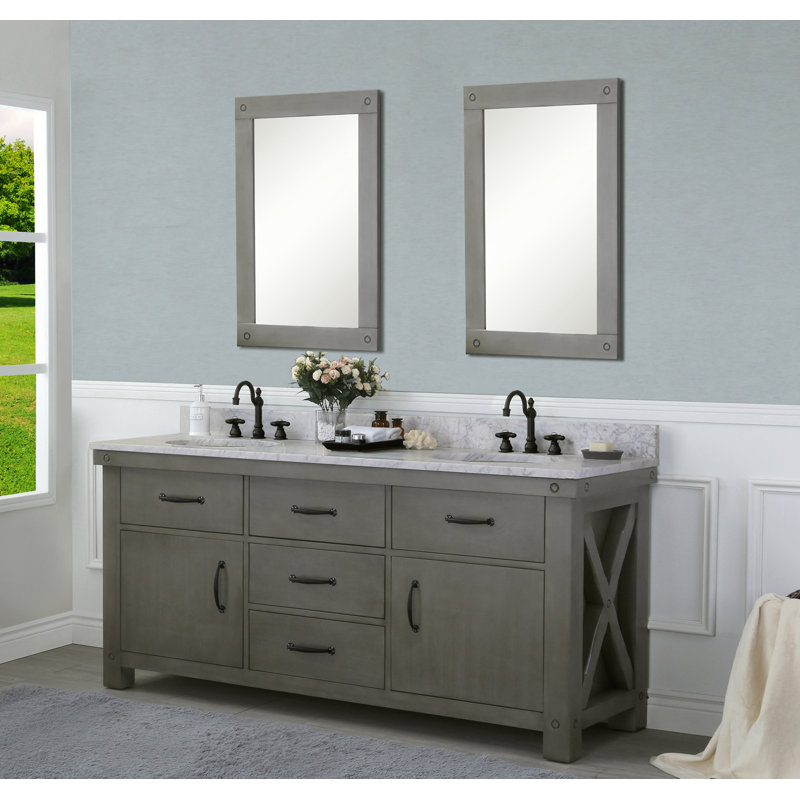 Laurel Foundry Modern Farmhouse Sean 72 Double Bathroom Vanity Set With Mirror Wayfair