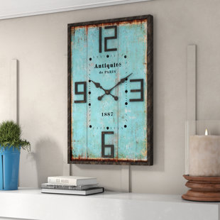 Blue Kitchen Clock Wayfair Rectangular Blue Wall Clock