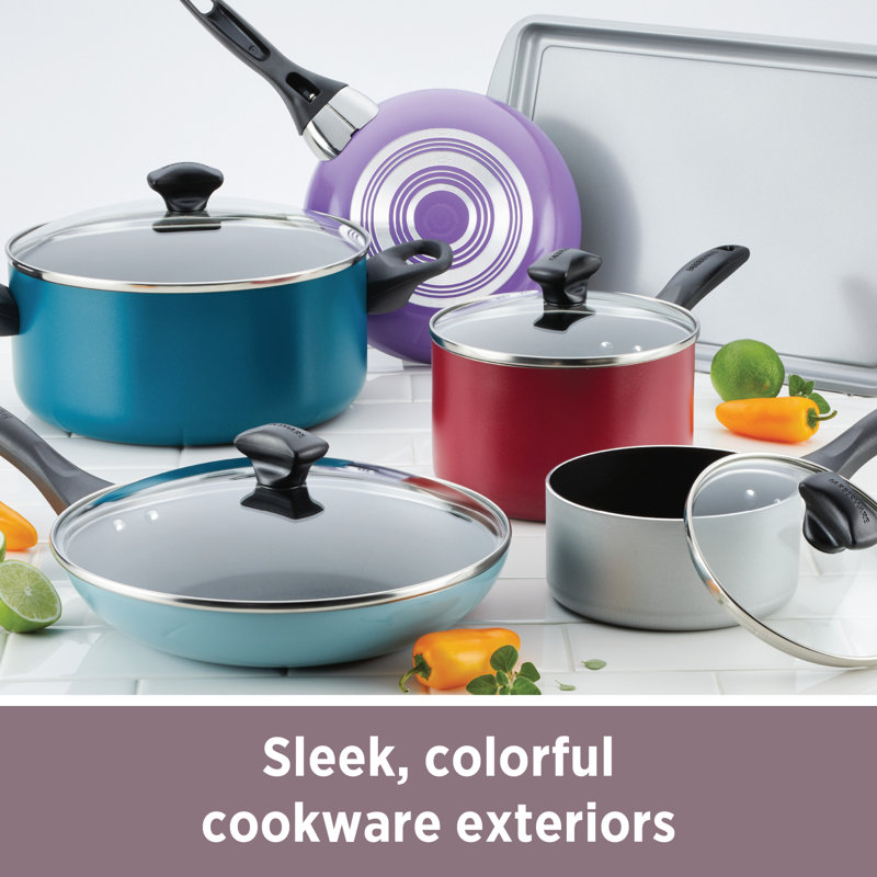 Farberware Cookware 15 Piece Aluminum Non Stick Cookware Set Reviews Wayfair