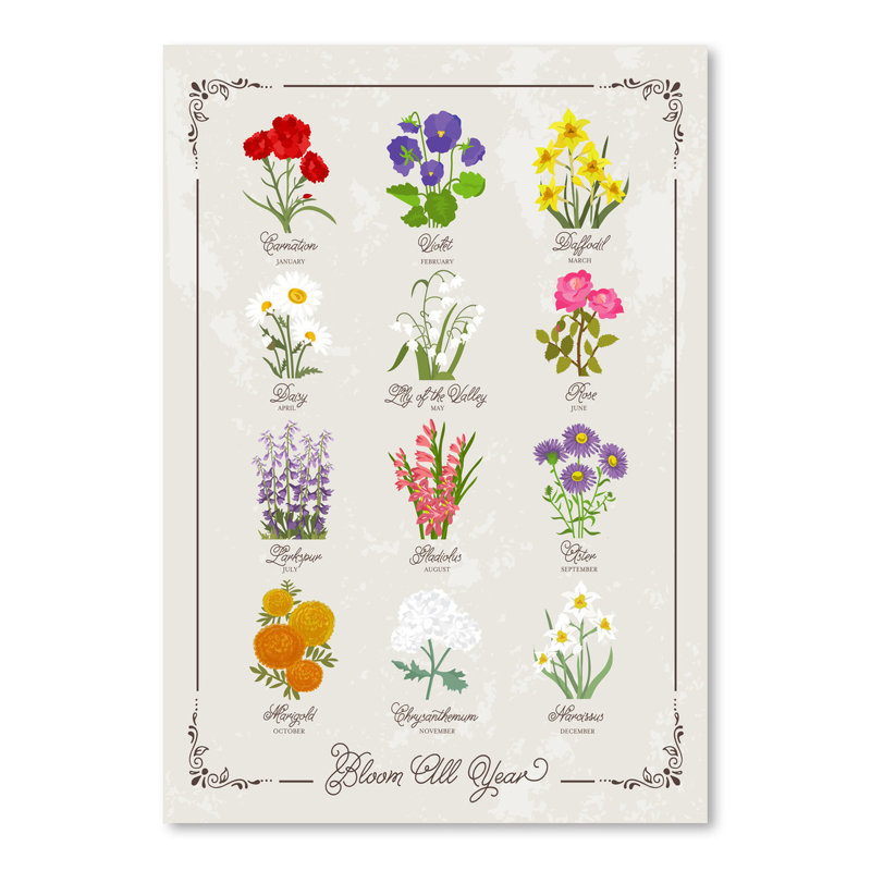 August Grove Floral Birth Flowers By Brooke Witt Graphic Art Print On Paper Reviews Wayfair Birth month flowers and their meanings are each designated to a special month. floral birth flowers by brooke witt graphic art print on paper