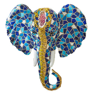 Hand Made Red /& Blue Mosaic Seahorse Wall Hanging 40cm x 10cm