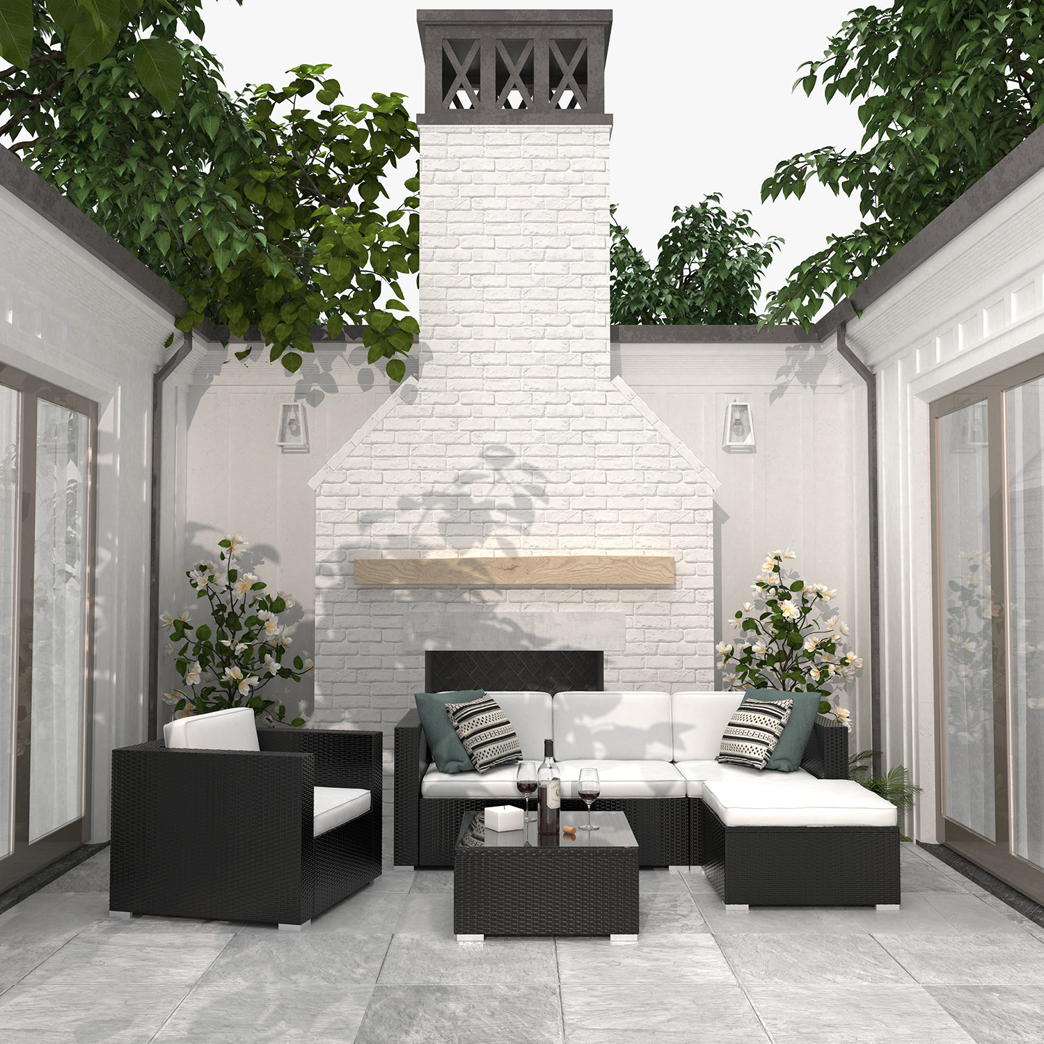 outdoor sectional with waterproof cushions