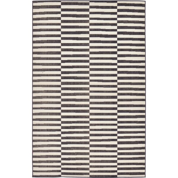 Shop Kyree Striped Ivory/Black Area Rug from Wayfair on Openhaus