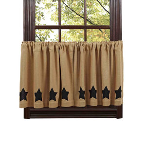 Claysville Burlap Natural Black Stencil Stars Tier (Set of 2)
