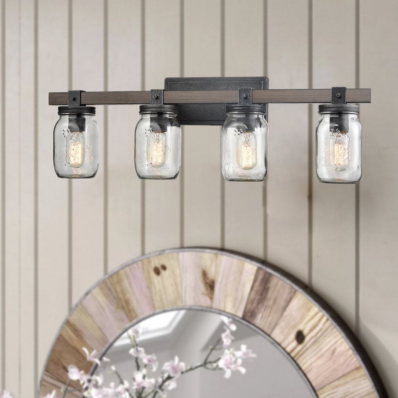Gracie Oaks Delk Distressed 4-Light Vanity Light & Reviews ...