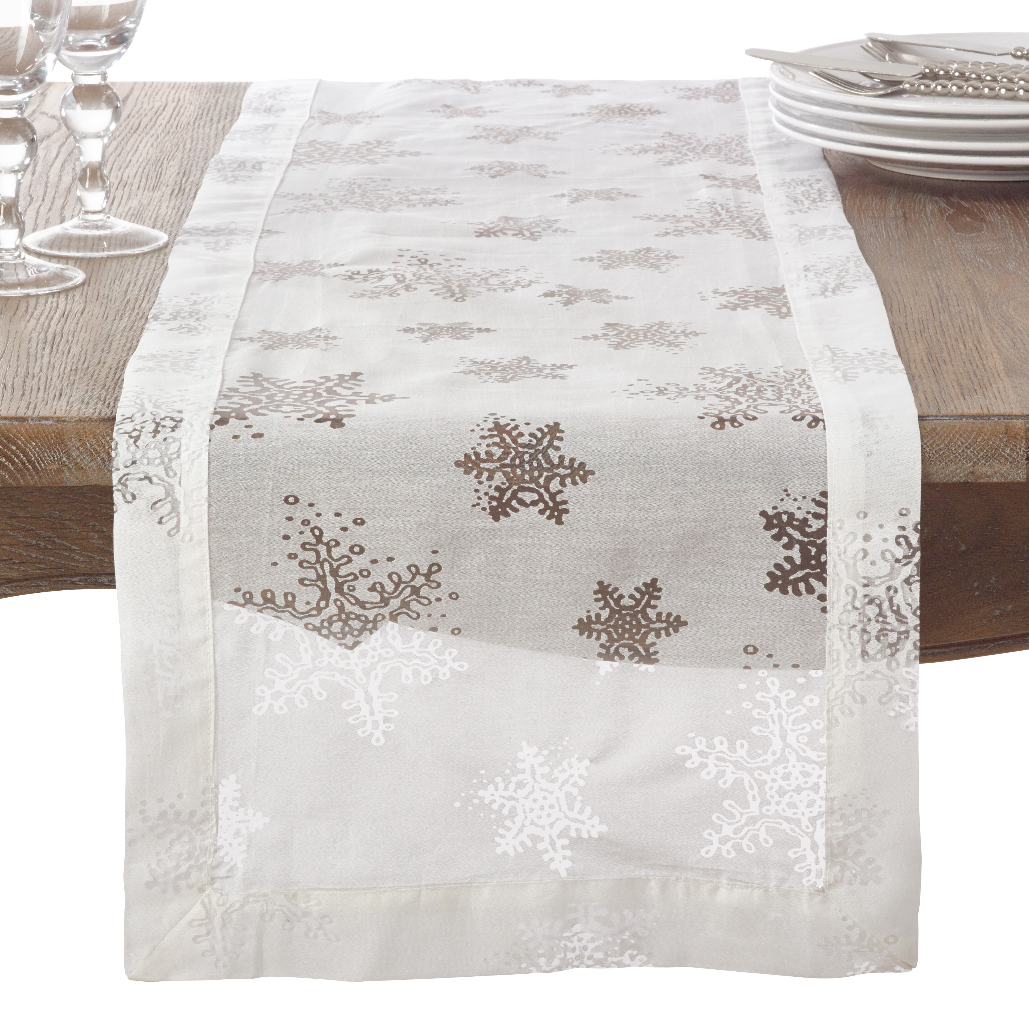 The Holiday Aisle Rael Burnout Snowflake Design Table Runner