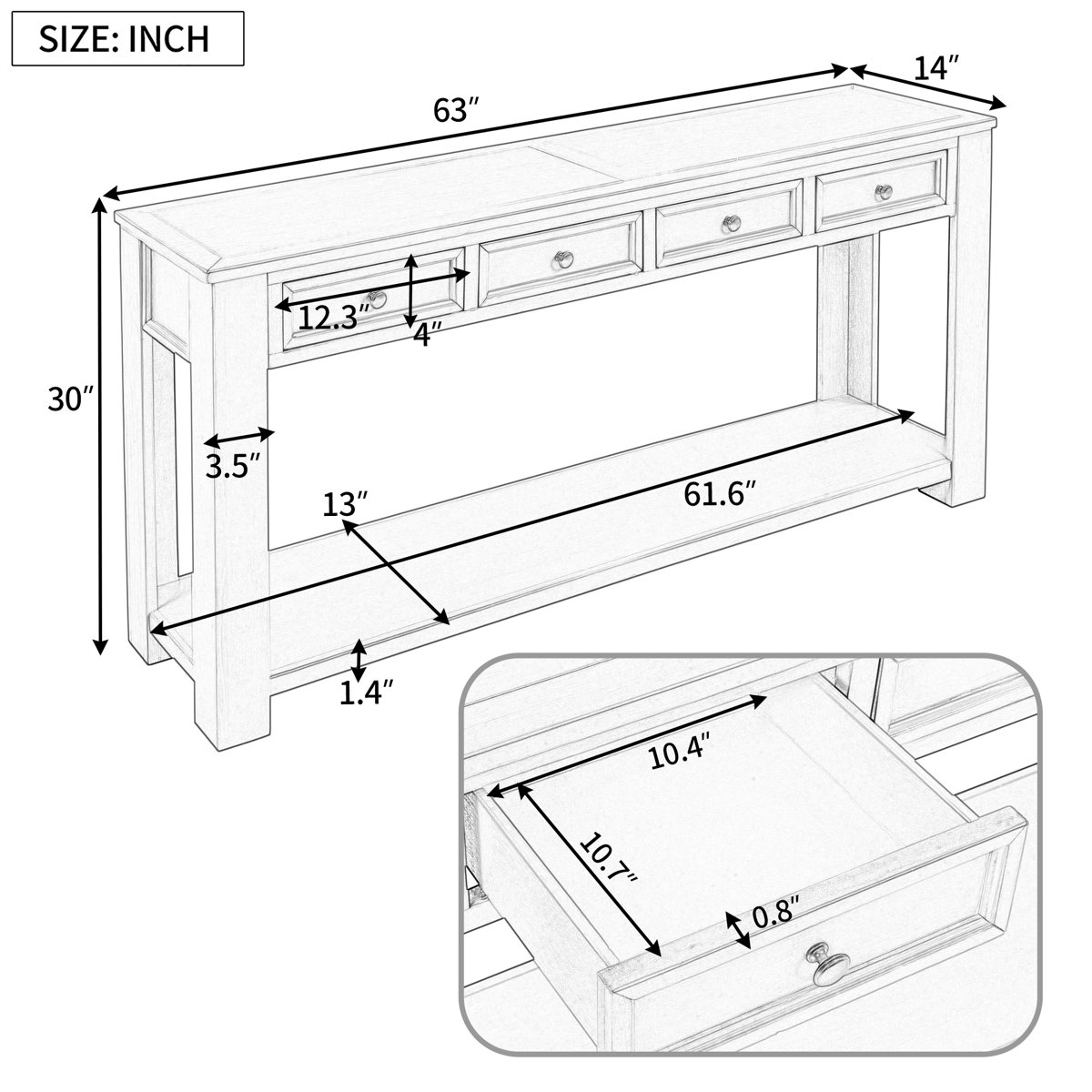 Red Barrel Studio® 63'' Wide 4 Drawer Buffet Table | Wayfair