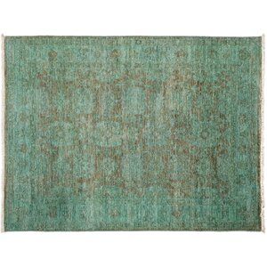 One-of-a-Kind Vibrance Hand-Knotted Green Area Rug