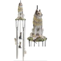 Sitting Lone Alpha Gray Wolf Forest Predator Resonant Relaxing Wind Chime Garden 