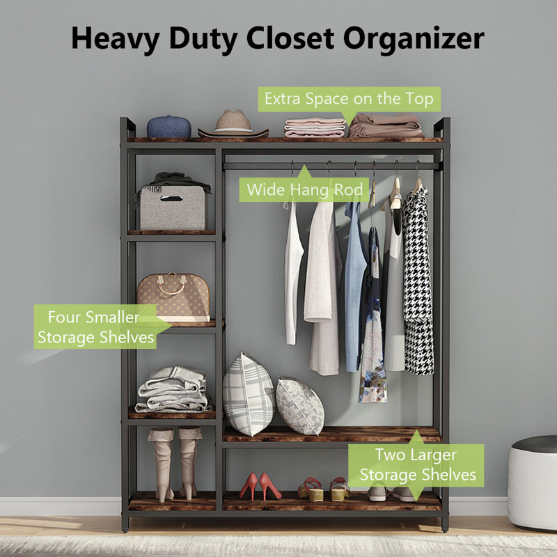 17 Stories Jackman 47 24 Heavy Duty Free Standing Portable Garment Rack Closet Organizer Wayfair