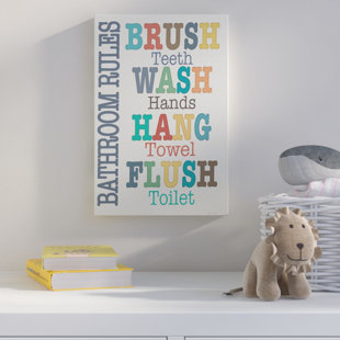 Wall Plaque Colorful Bathroom Rules Textual Art Wall Plaque Colorful Bathroom Rules Textual Art