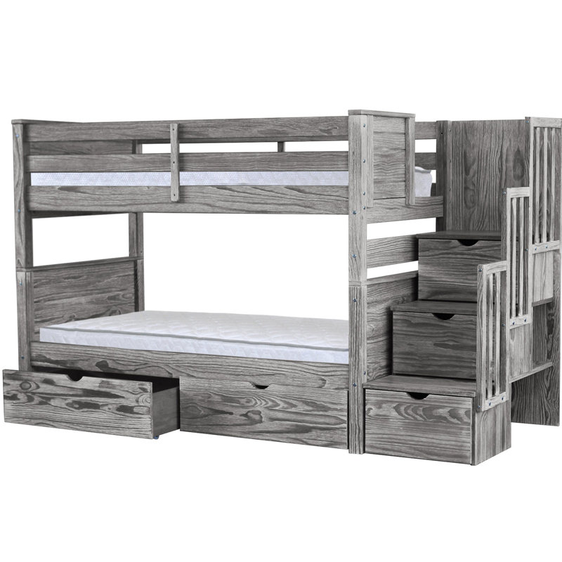 Harriet Bee Flitwick Twin Over Twin Stairway Bunk Bed With Drawers