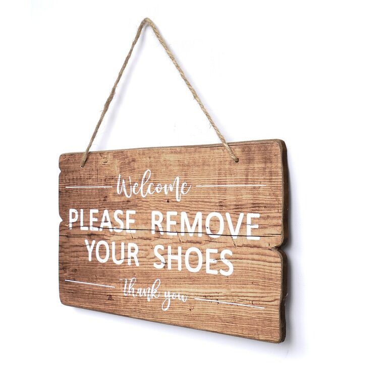 Welcome Please Remove Your Shoes Metal Sign Decorative Wall Hanging Plaque 