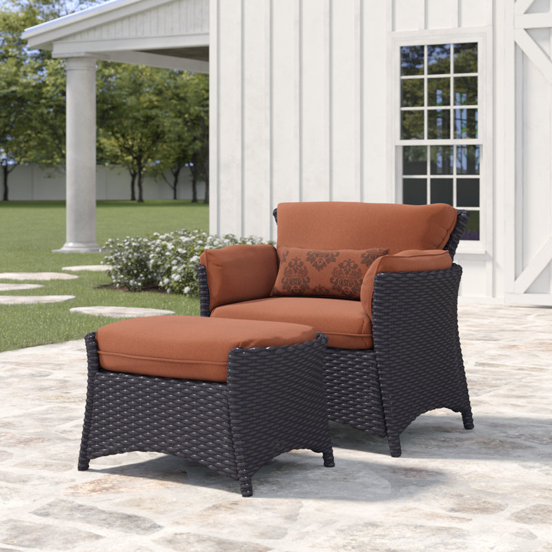Boadle 2 Piece Deep Seating Patio Chair With Cushions And Ottoman Reviews Birch Lane