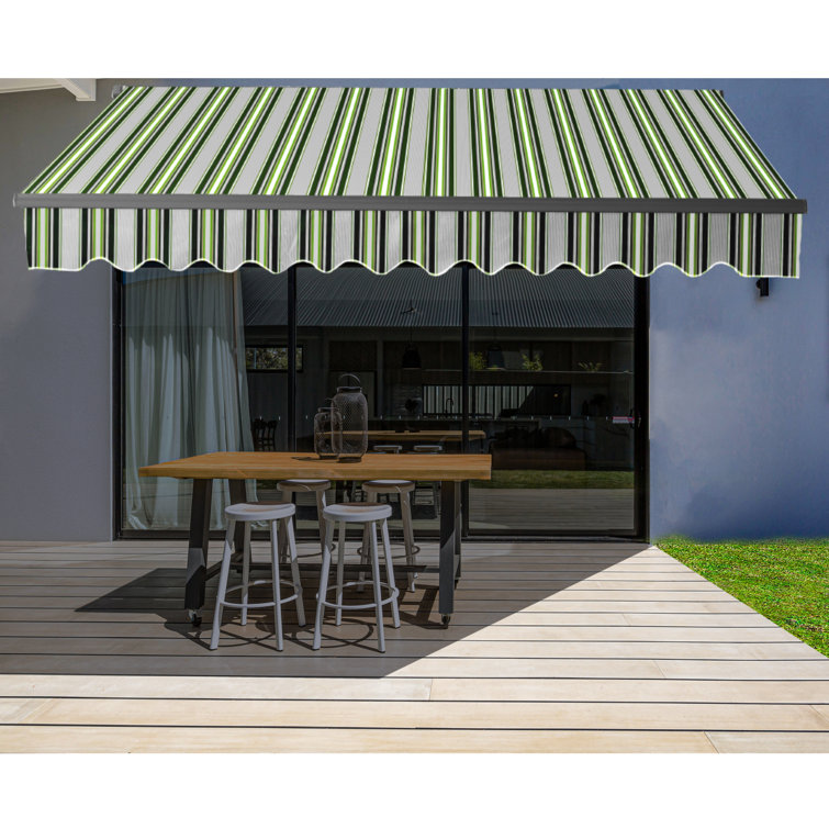 Aleko Fabric Retractable Standard Patio Awning Reviews Wayfair
