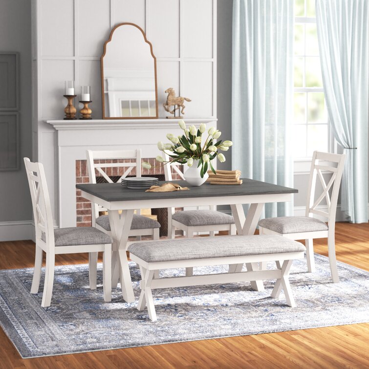 6 person white dining table