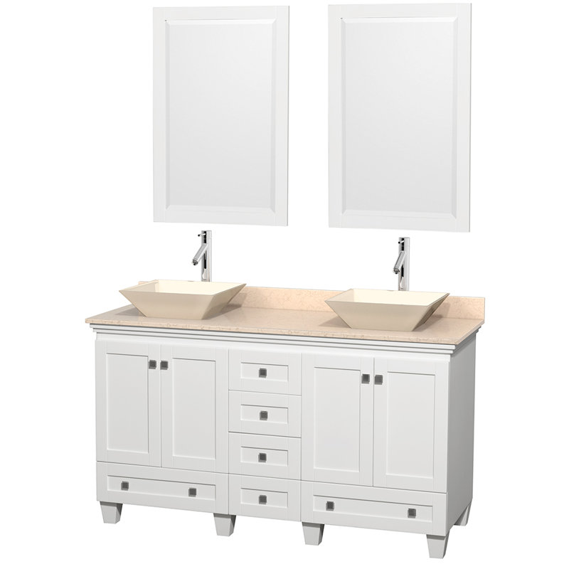 Wyndham Collection Acclaim 60 Double White Bathroom Vanity Set With Acclaim 60 Double White Bathroom Vanity Set With Mirror