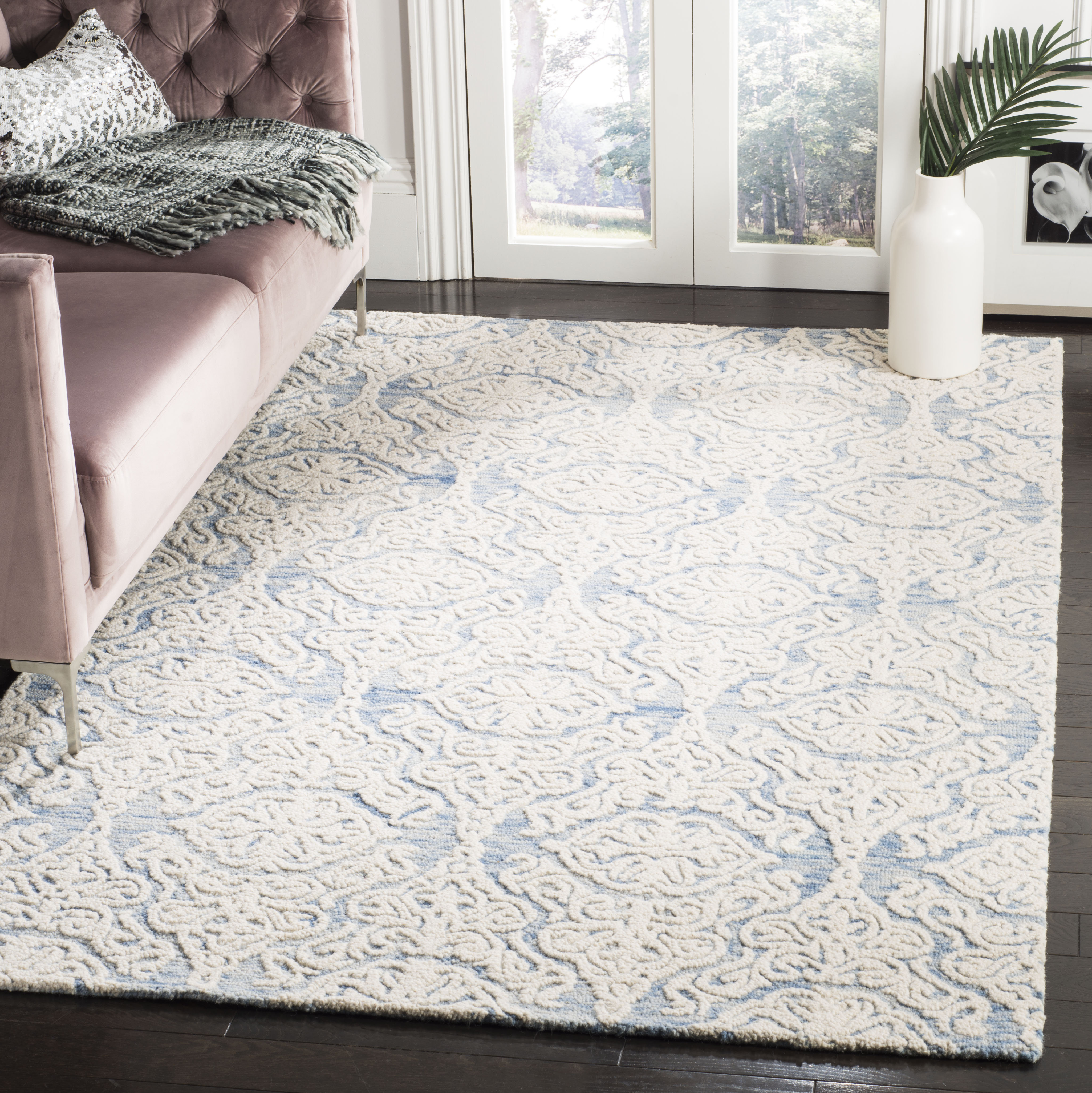 Deidamia Hand Tufted Wool Blue Ivory Area Rug Reviews Joss Main Deidamia Hand Tufted Wool Blue Ivory