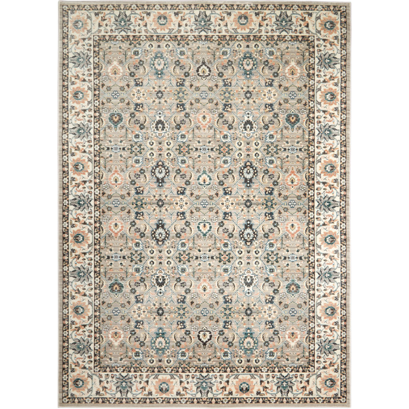 Shabbychic Juliet Fl Border Ivory Gray Blue Area Rug Wayfair Fl Border Ivory Gray Blue Area Rug