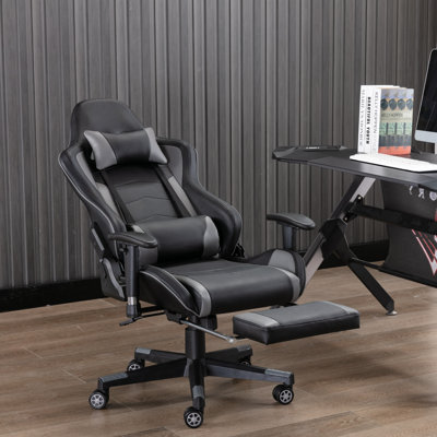 Modern Swivel Gaming Chair With Footrest Inbox Zero