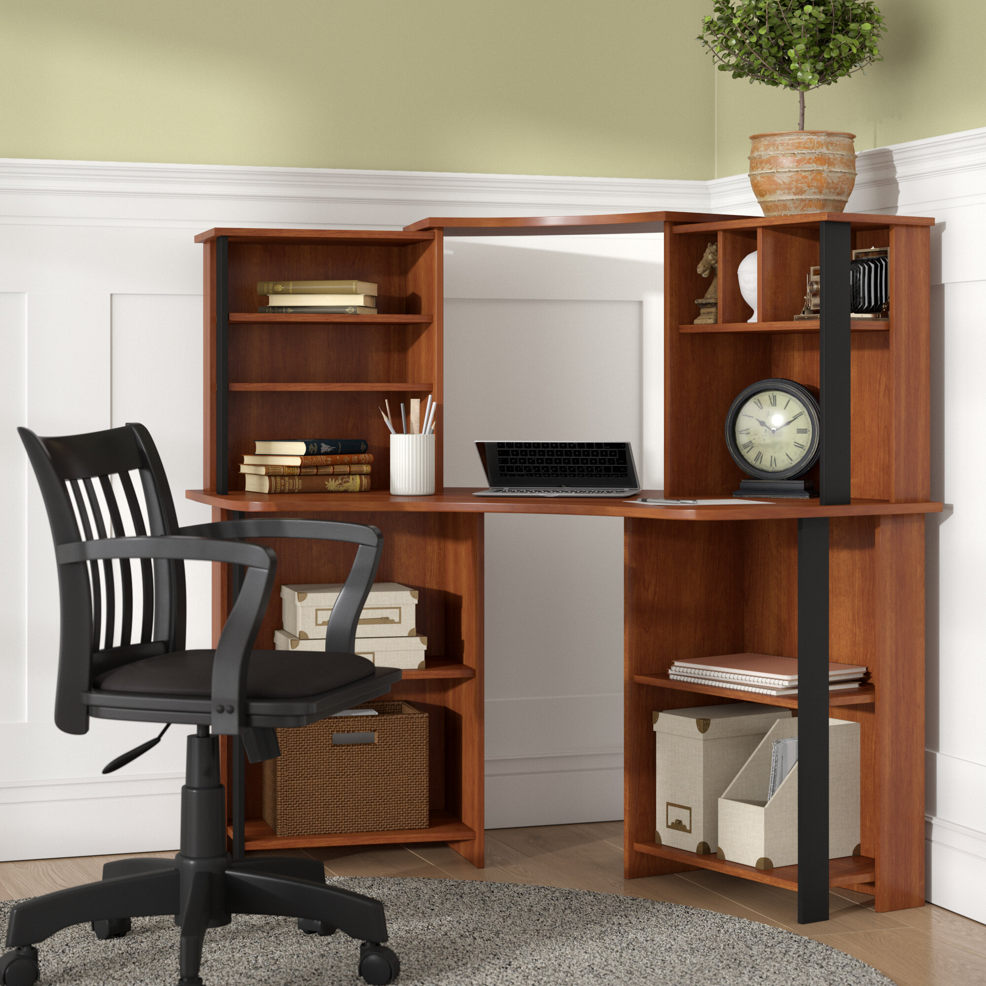 Winston Porter Hibbler Corner Writing Desk With Bookcase Reviews